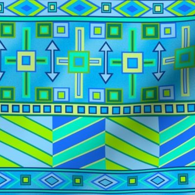 Aztec Print Blues And Greens