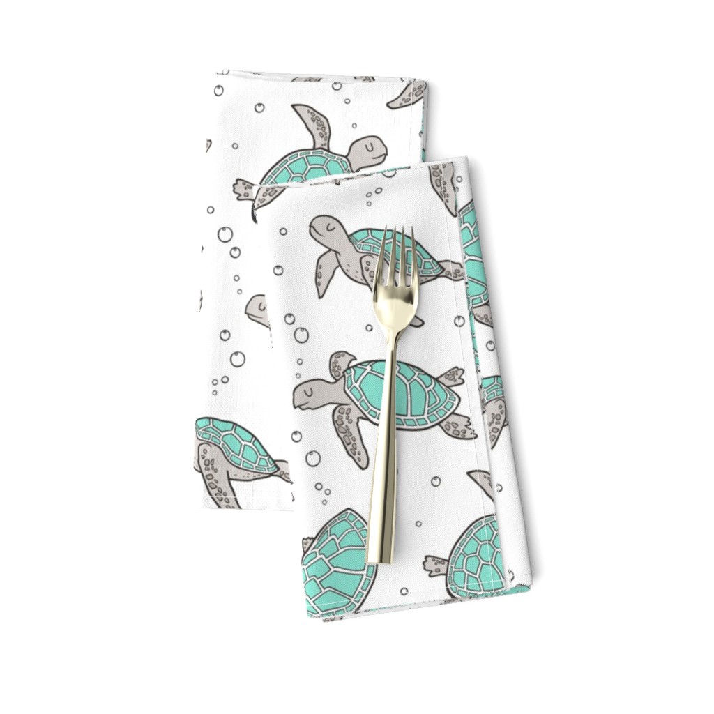 Sea Turtles Nautical Ocean Mint Green on White