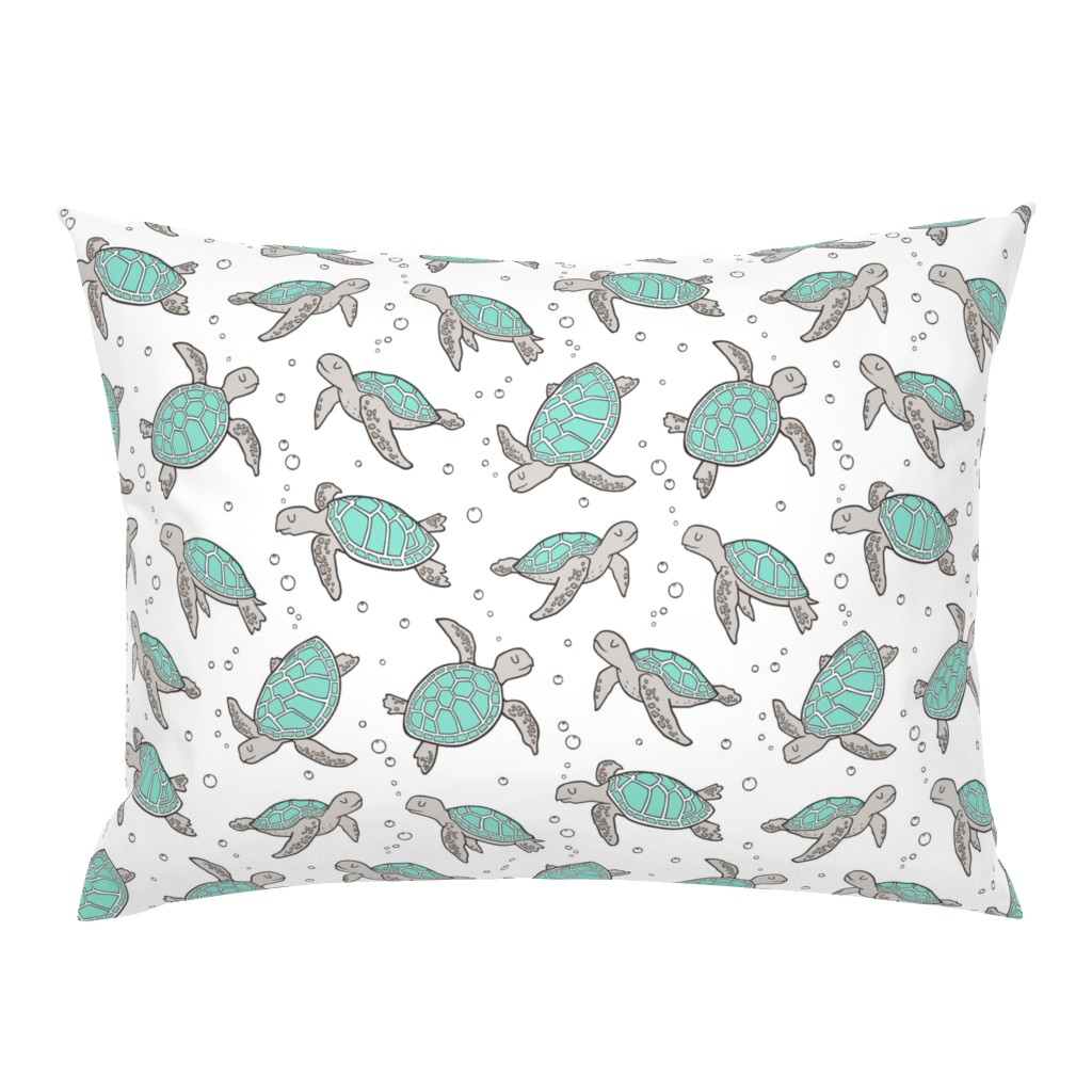 Sea Turtles Nautical Ocean Mint Green on White