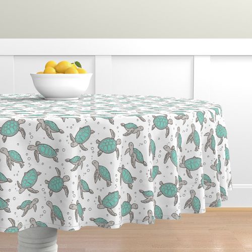 Sea Turtles Coral Mint Green Ocean Cotton Dinner Napkins by Roostery Set of 2 