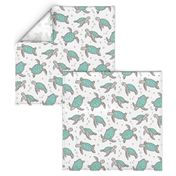 Sea Turtles Nautical Ocean Mint Green on White