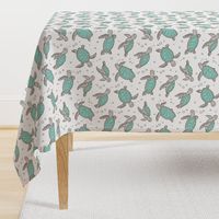 Sea Turtles Nautical Ocean Mint Green on White