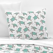 Sea Turtles Nautical Ocean Mint Green on White