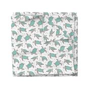 Sea Turtles Nautical Ocean Mint Green on White