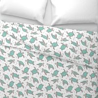 Sea Turtles Nautical Ocean Mint Green on White