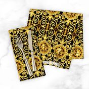 2 filigree baroque rococo black gold flowers floral leaves leaf ivy vines acanthus Victorian medusa inspired gorgons Greek Greece   inspired  