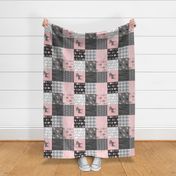 pink Moose - Patchwork Quilt - pink/grey/black - Rotated