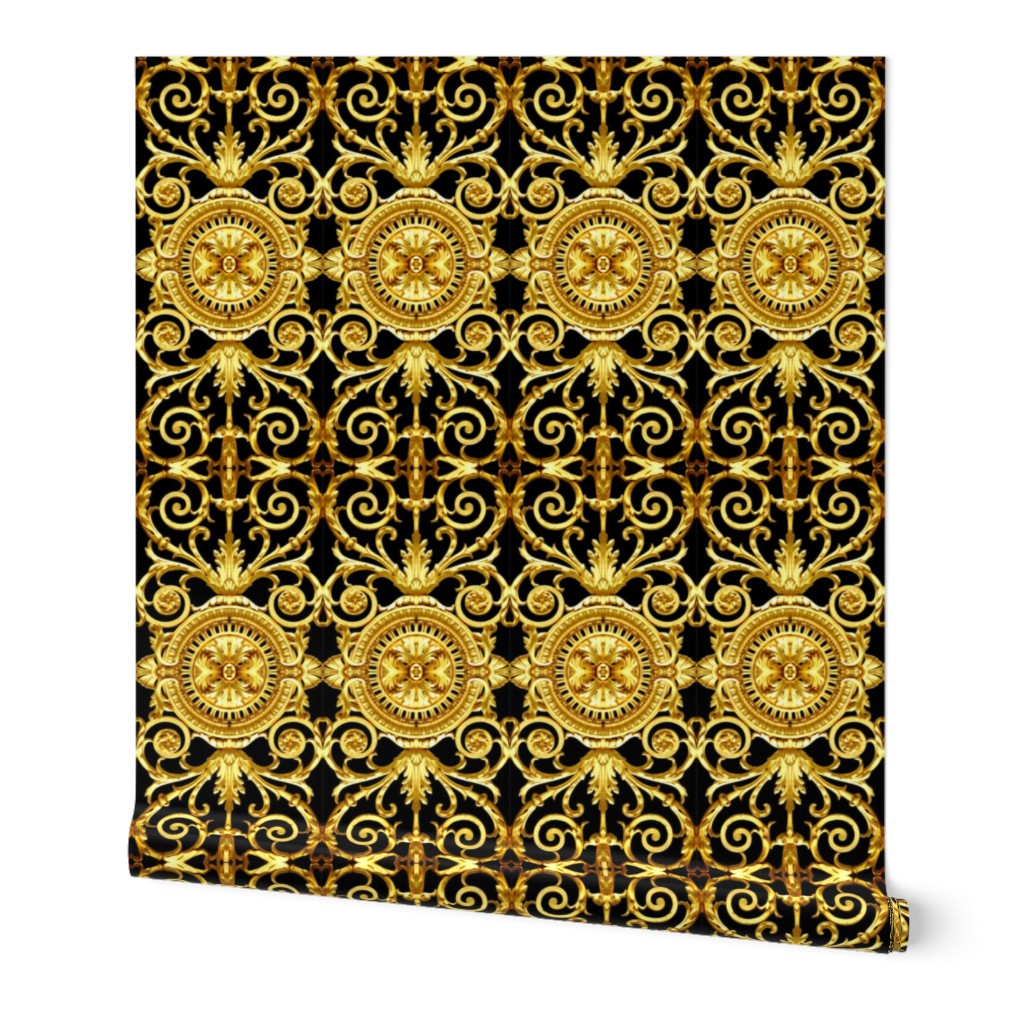 filigree baroque rococo black gold flowers floral leaves leaf ivy vines acanthus Victorian swirls ornate   inspired 