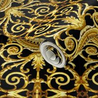 filigree baroque rococo black gold flowers floral leaves leaf ivy vines acanthus Victorian swirls ornate   inspired 