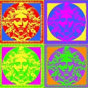 vintage SS91 1991 Pop Art medusa head colorful rainbow modern baroque rococo gaudy flashy gorgons Greek Greece Mythology monsters   andy warhol  inspired  