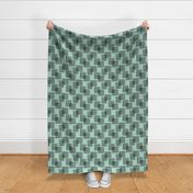 Black ink lines and square summer cubes modern mid century design pastel mint green walpaper