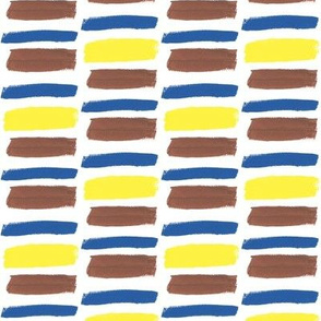 Broad Brush Strokes in Blue, Brown and Yellow