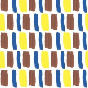 Broad Brush Strokes in Blue, Brown and Yellow