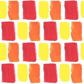 Broad Brush Strokes in Orange, Red and Yellow