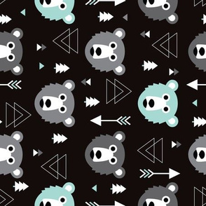 Geometric grizzly bear woodland illustration pattern flipped rotated