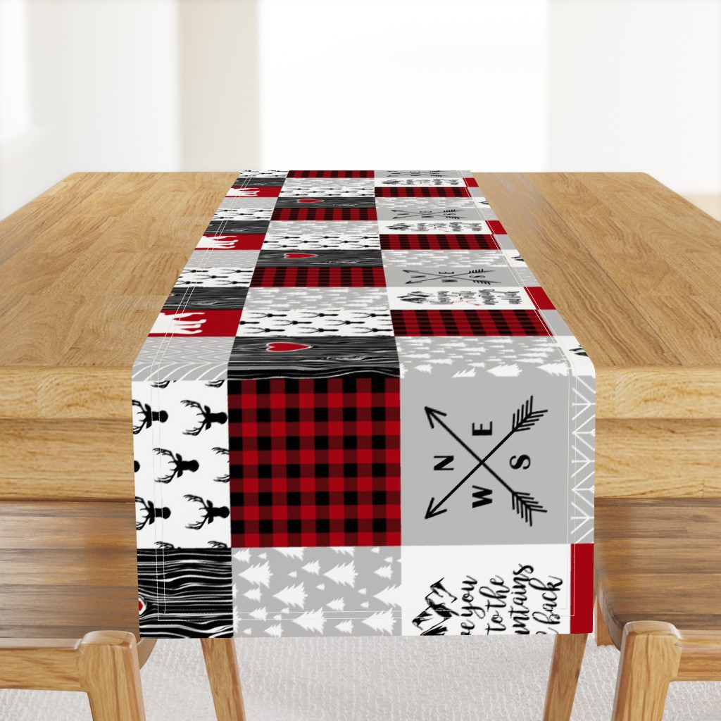 Red, black, grey & white - To The Mountains Wholecloth Cheater Quilt 