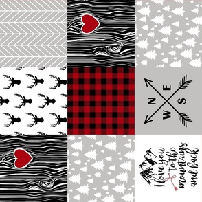 Red, black, grey & white - To The Mountains Wholecloth Cheater Quilt 