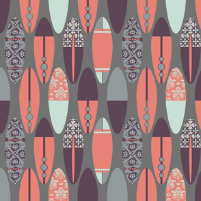 Surfboards on Gray - Plum & Coral