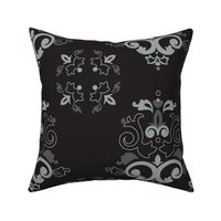 Black and Gray Damask