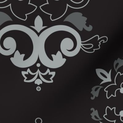 Black and Gray Damask