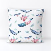 10" Summer Floral Whales