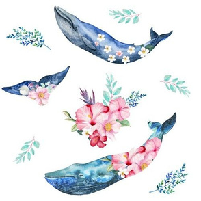 10" Summer Floral Whales