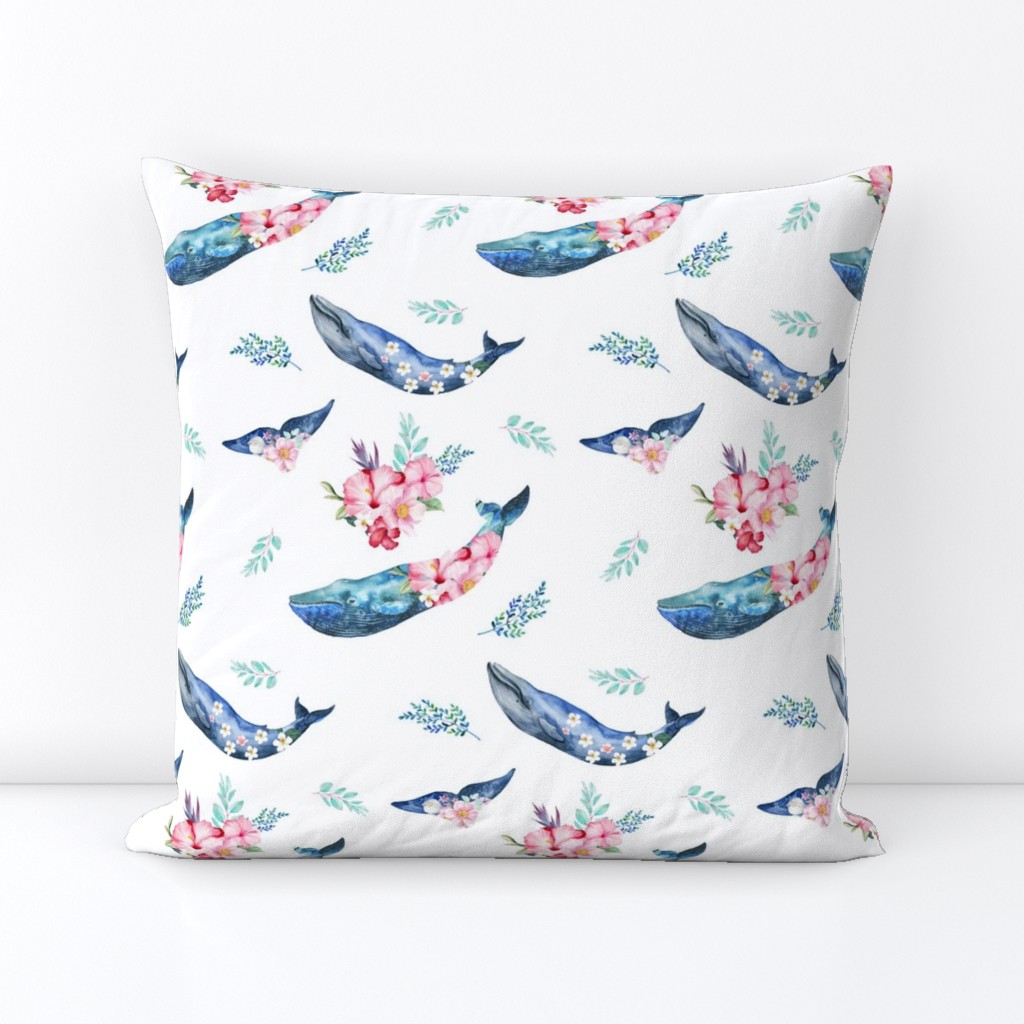 8" Summer Floral Whales