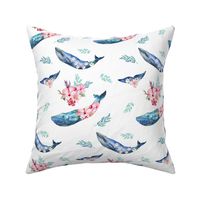 8" Summer Floral Whales