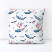 8" Summer Floral Whales