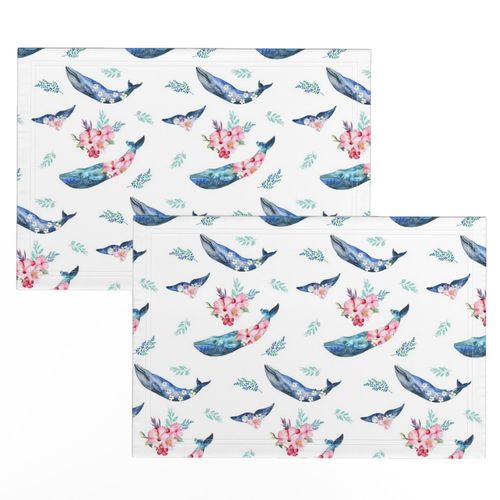 7" Summer Floral Whales