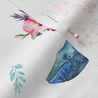 7" Summer Floral Whales