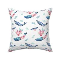 7" Summer Floral Whales