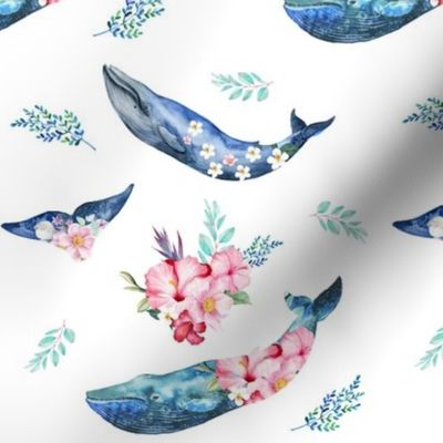 7" Summer Floral Whales