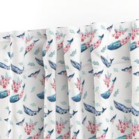 4" Summer Floral Whales