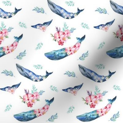 4" Summer Floral Whales