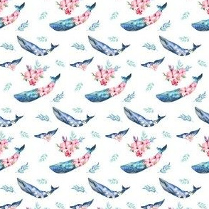 2" Summer Floral Whales