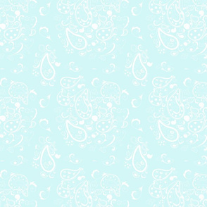 Paisley White Whimsey on Pale Turquoise