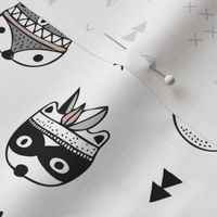 Cool scandinavian geometric woodland animals indian fall winter zoo black and white Flipped rotated