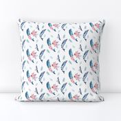 4" Summer Floral Whales - 90 degrees