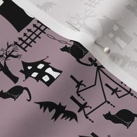 haunted house damask purple