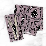 haunted house damask purple