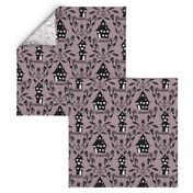 haunted house damask purple