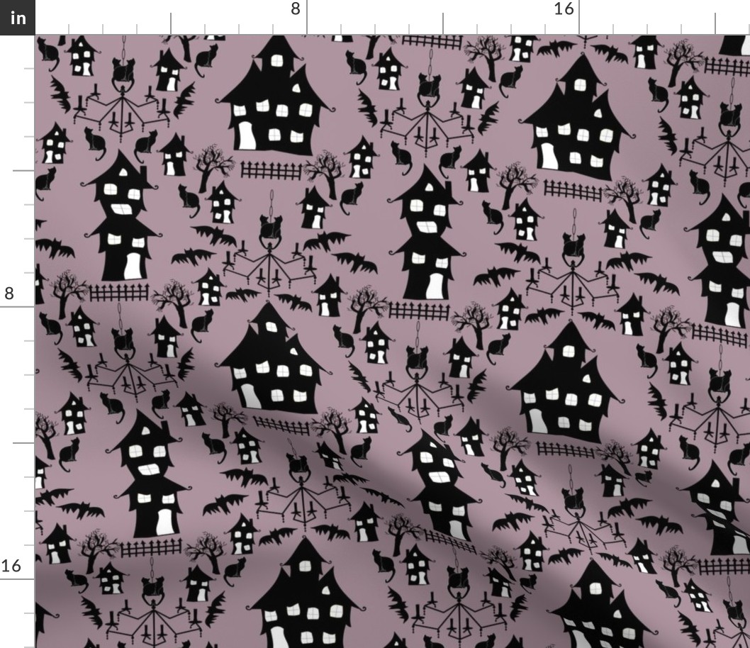 haunted house damask purple