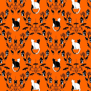 cat damask orange and black