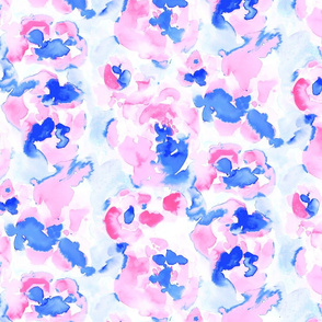 Abstract Flora Pink and Blue Medium Scale
