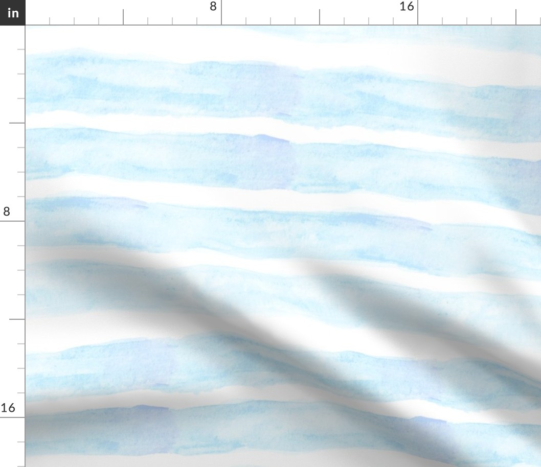 Large Watercolor Stripes // Baby Blue