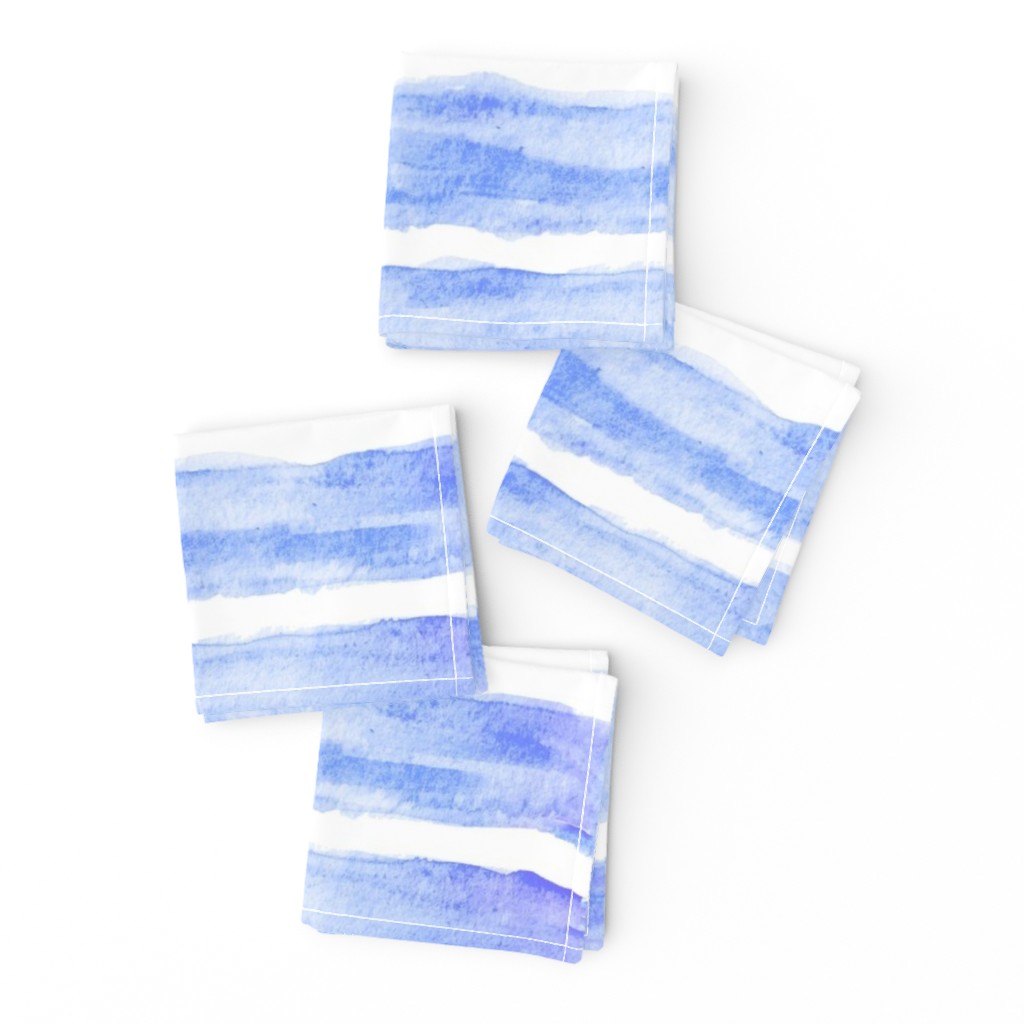 Large Watercolor Stripes // Ocean Blue