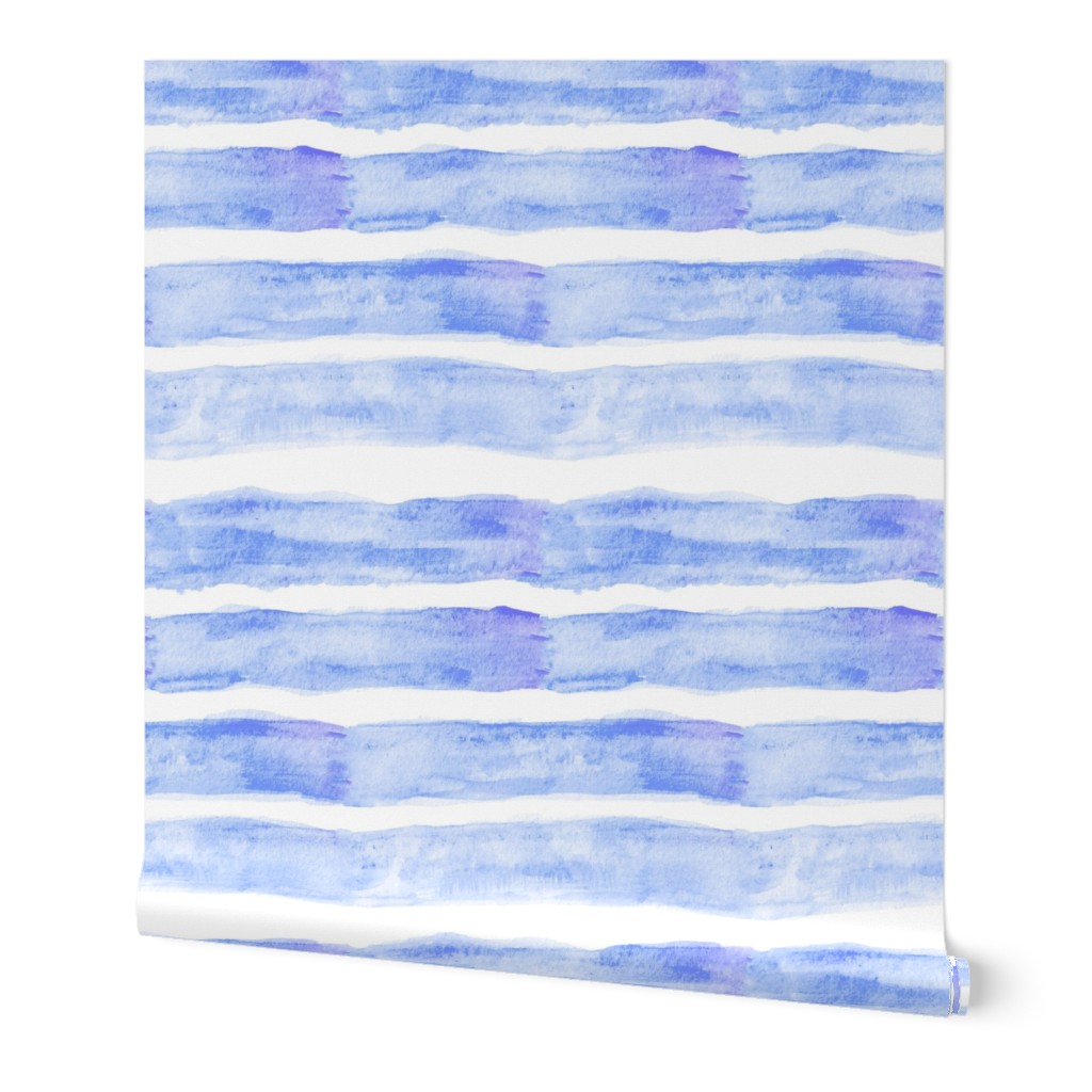 Large Watercolor Stripes // Ocean Blue