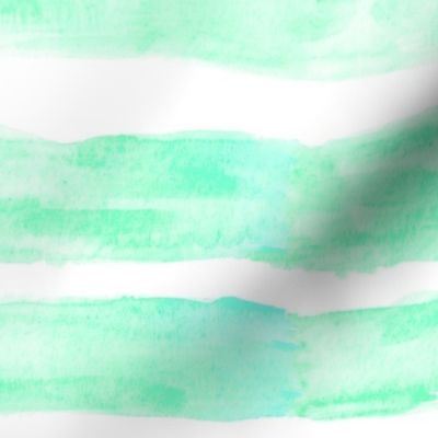 Large Watercolor Stripes // Minty Turquoise