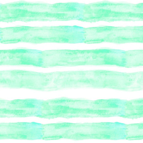 Large Watercolor Stripes // Minty Turquoise
